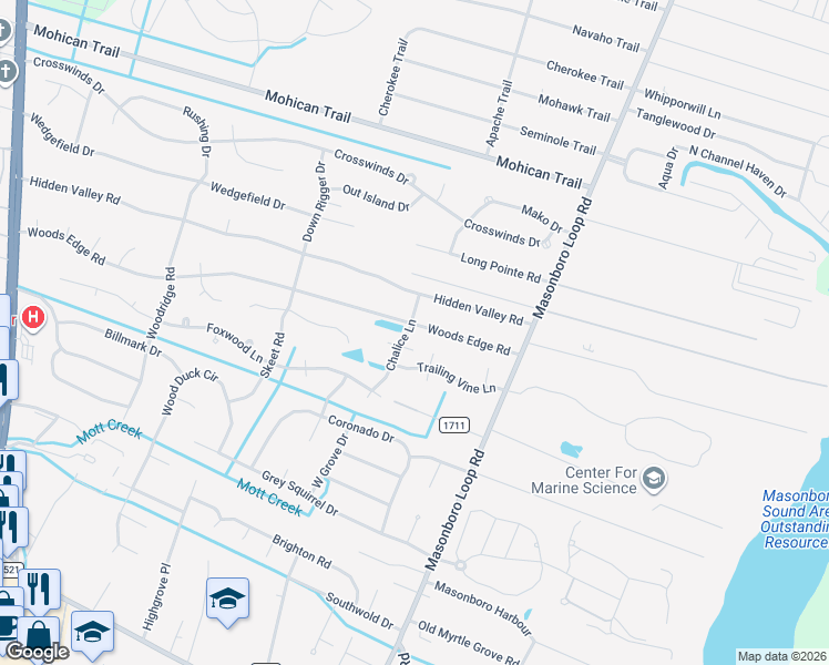 map of restaurants, bars, coffee shops, grocery stores, and more near 5133 Woods Edge Road in Wilmington
