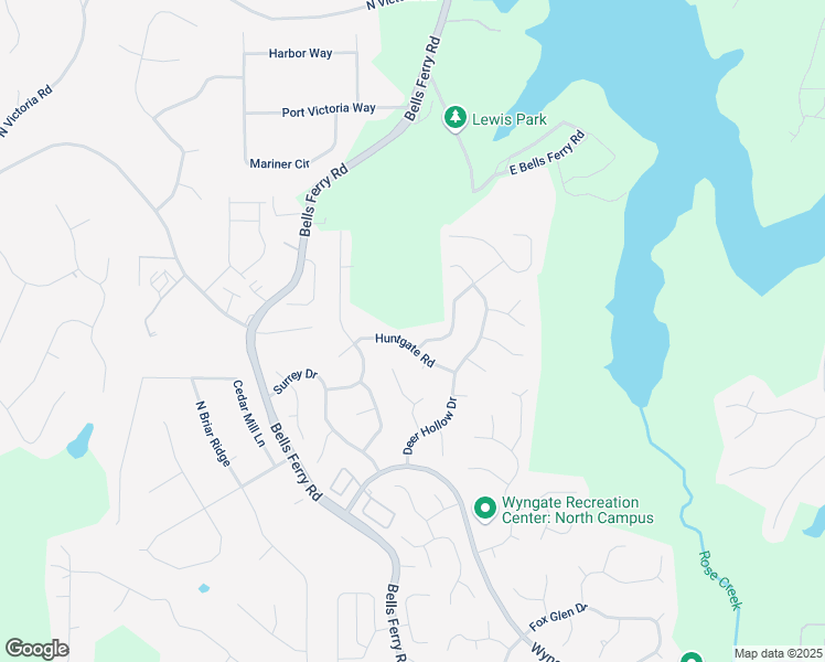 map of restaurants, bars, coffee shops, grocery stores, and more near 523 Huntgate Road in Woodstock