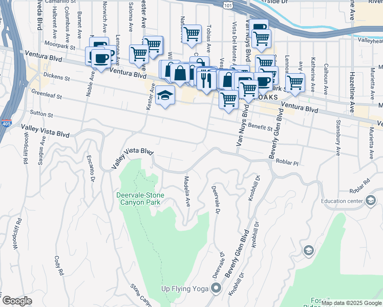 map of restaurants, bars, coffee shops, grocery stores, and more near 4246 Levitt Lane in Los Angeles