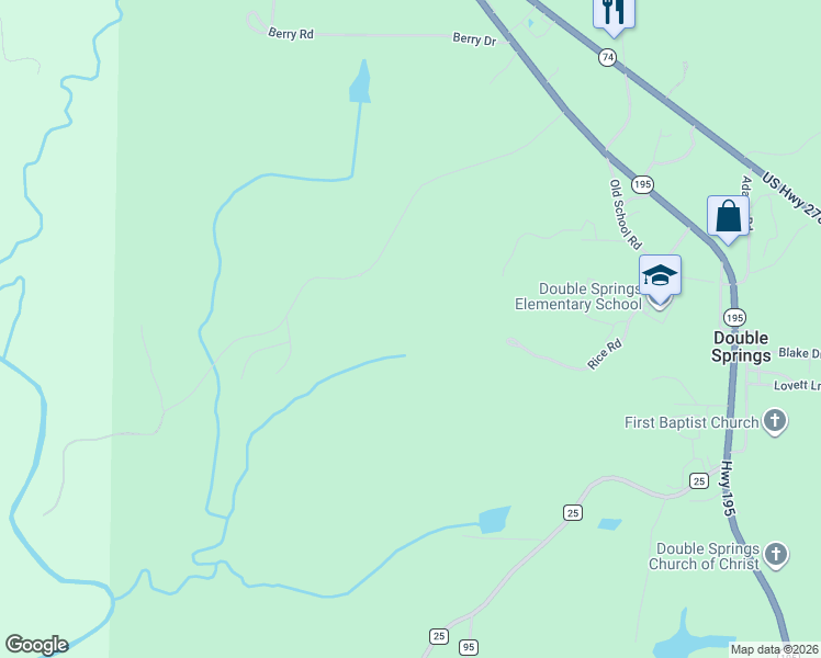 map of restaurants, bars, coffee shops, grocery stores, and more near in Double Springs