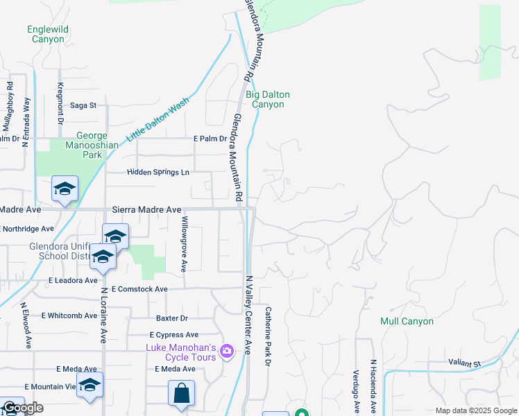map of restaurants, bars, coffee shops, grocery stores, and more near 810 Mountain Lane in Glendora