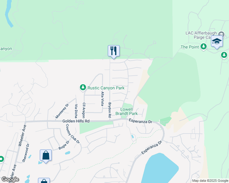map of restaurants, bars, coffee shops, grocery stores, and more near 2406 Salamanca in La Verne