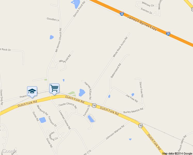 map of restaurants, bars, coffee shops, grocery stores, and more near 113 White Rock Acres Road in Chapin