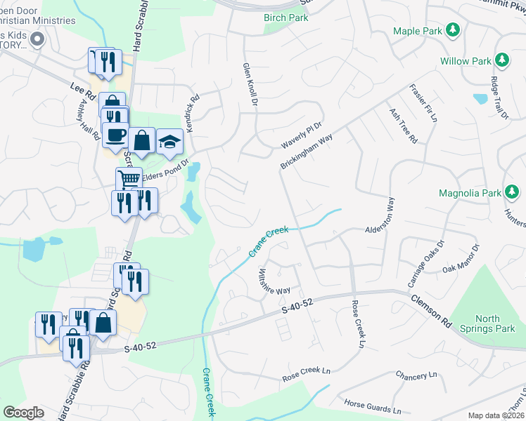 map of restaurants, bars, coffee shops, grocery stores, and more near 420 Elders Pond Circle in Columbia