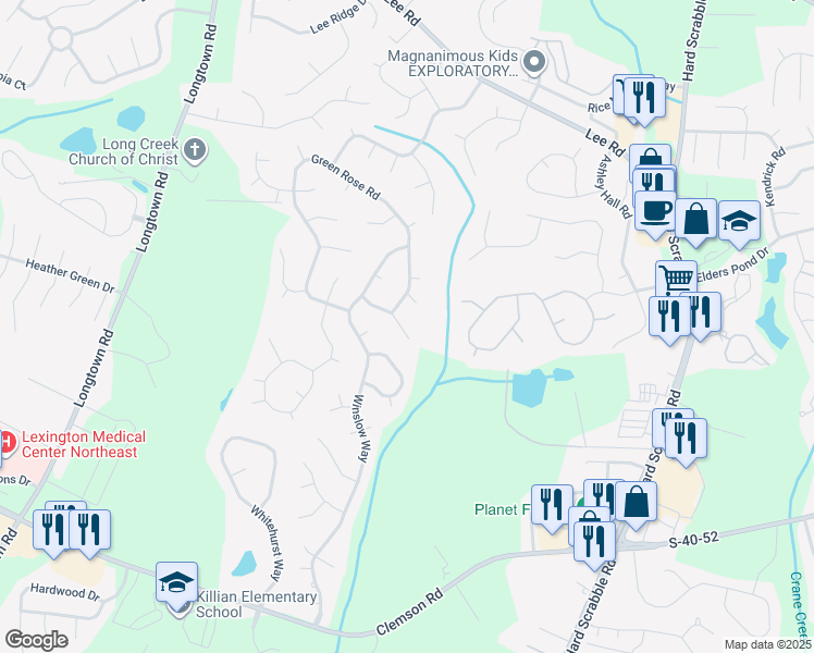 map of restaurants, bars, coffee shops, grocery stores, and more near 205 Stockport Road in Columbia