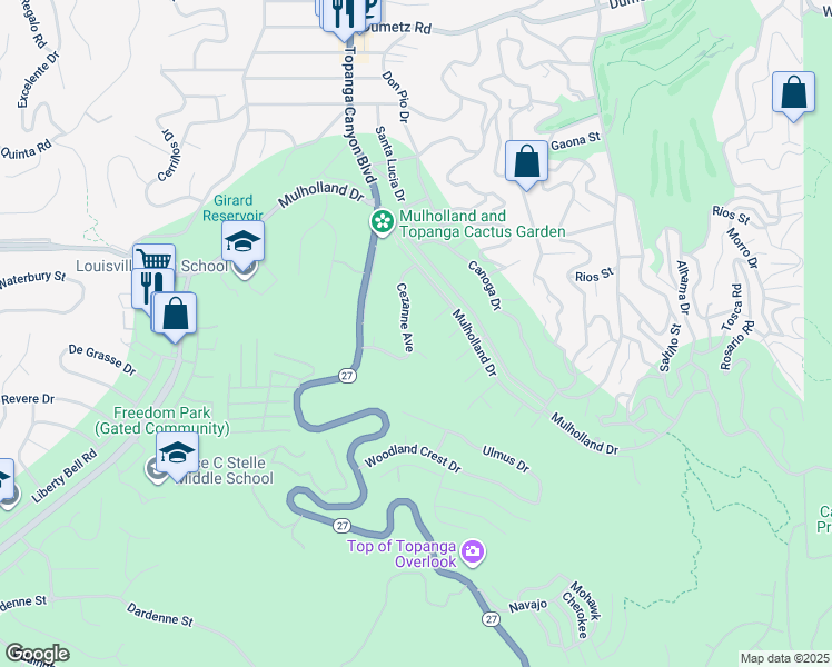 map of restaurants, bars, coffee shops, grocery stores, and more near 4410 Cezanne Avenue in Los Angeles