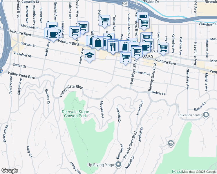 map of restaurants, bars, coffee shops, grocery stores, and more near 4262 Levitt Lane in Los Angeles