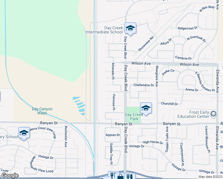 map of restaurants, bars, coffee shops, grocery stores, and more near 12208 Keenland Drive in Rancho Cucamonga