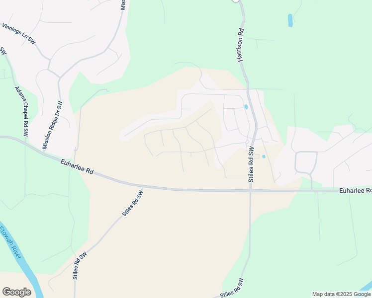 map of restaurants, bars, coffee shops, grocery stores, and more near 142 Hadley Way in Euharlee