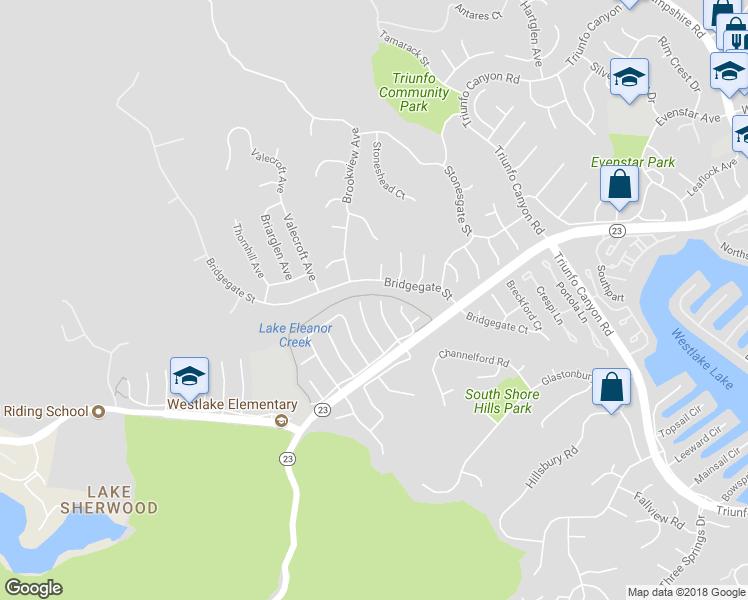 map of restaurants, bars, coffee shops, grocery stores, and more near 1371 Whitehall Place in Westlake Village