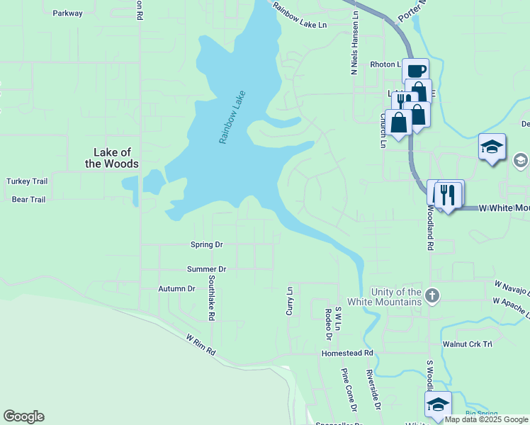 map of restaurants, bars, coffee shops, grocery stores, and more near 2488 Breakwater Road in Navajo County