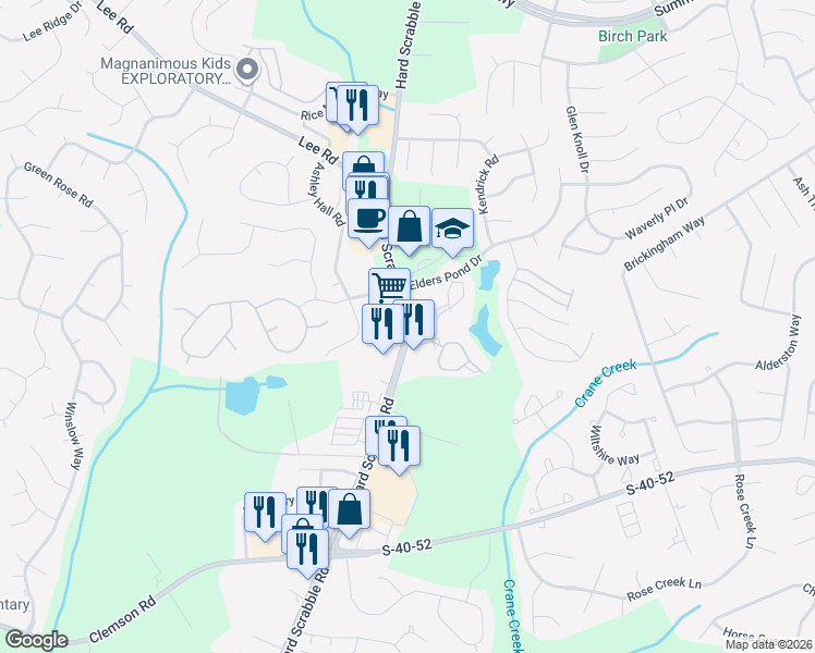 map of restaurants, bars, coffee shops, grocery stores, and more near 4513 HardScrabble Road in Columbia