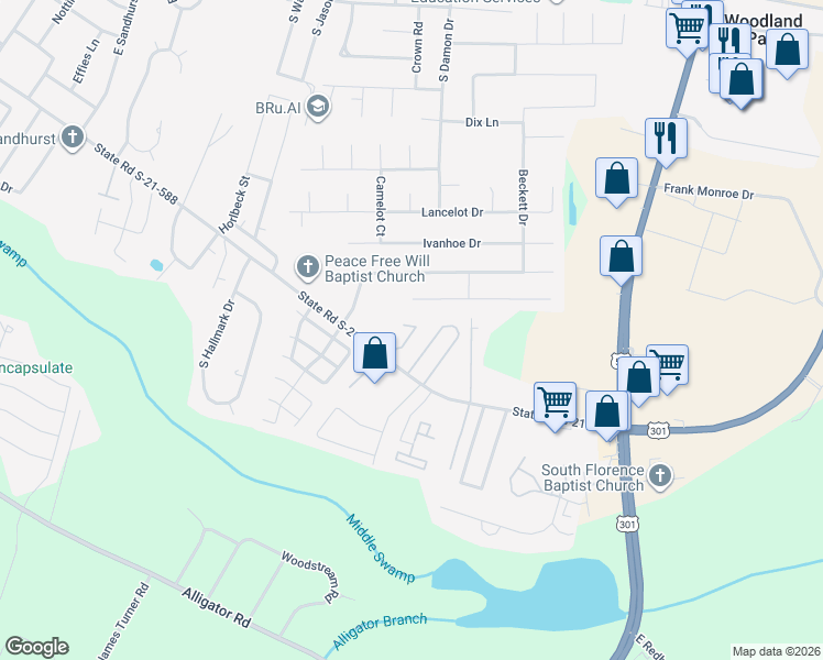 map of restaurants, bars, coffee shops, grocery stores, and more near 523 3rd Loop Road in Florence