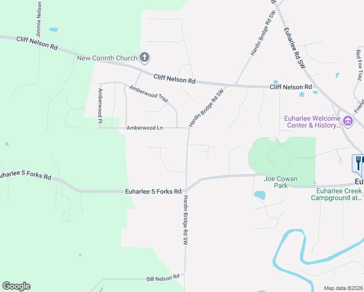 map of restaurants, bars, coffee shops, grocery stores, and more near 1214 Hardin Bridge Road in Euharlee