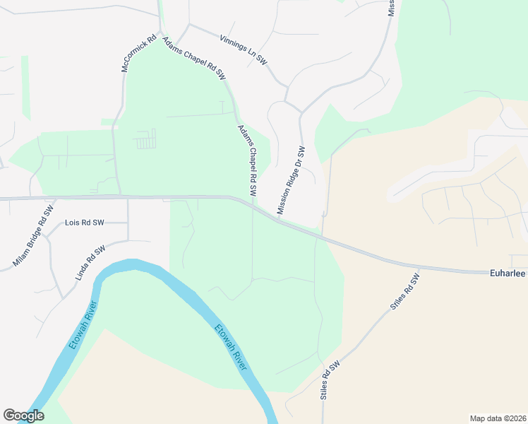 map of restaurants, bars, coffee shops, grocery stores, and more near 10 Adams Chapel Road Southwest in Euharlee