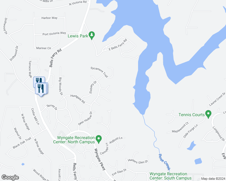map of restaurants, bars, coffee shops, grocery stores, and more near 9009 Mallory Lane in Woodstock