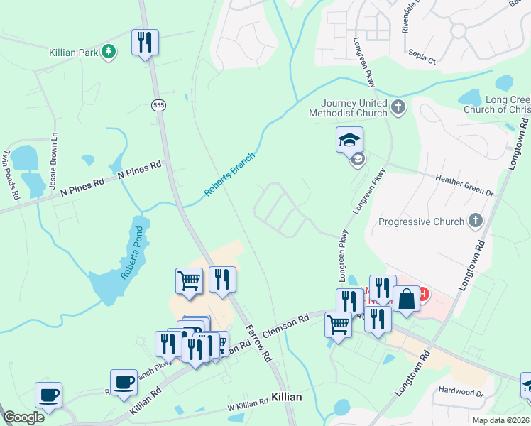 map of restaurants, bars, coffee shops, grocery stores, and more near 324 Esplanade Lane in Columbia