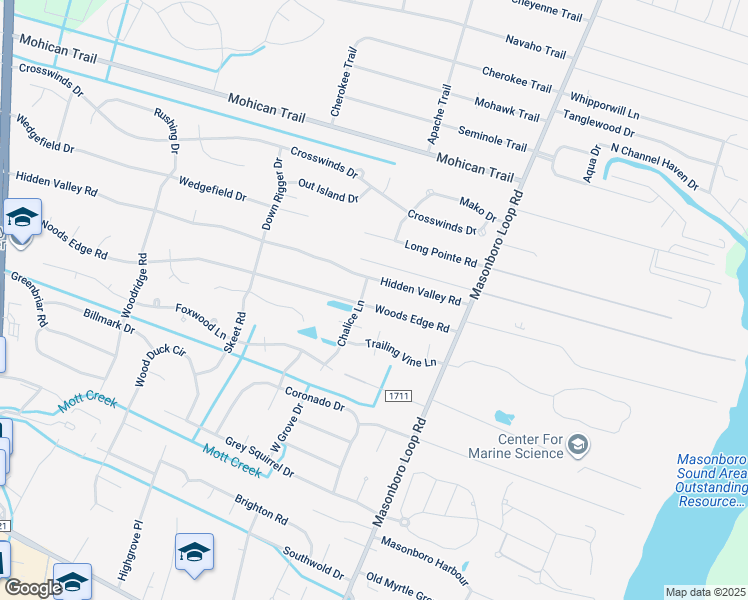 map of restaurants, bars, coffee shops, grocery stores, and more near 5205 Woods Edge Road in Wilmington
