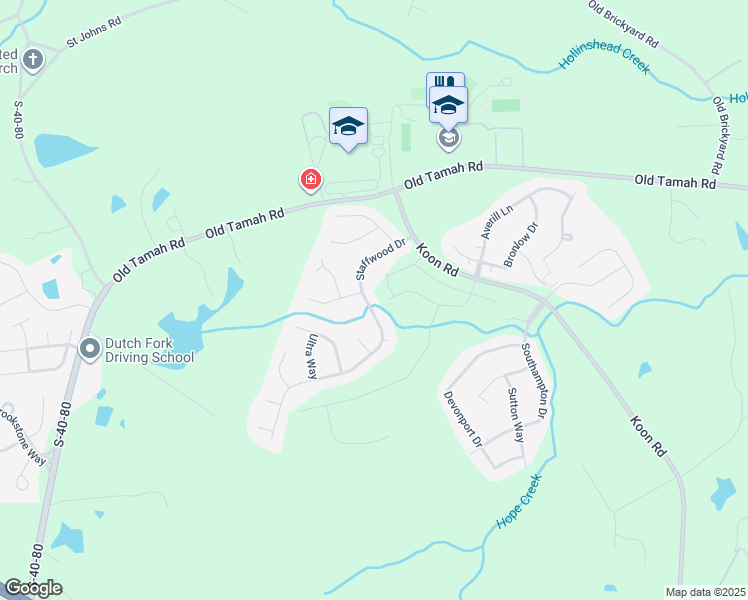 map of restaurants, bars, coffee shops, grocery stores, and more near 203 Staffwood Drive in Irmo