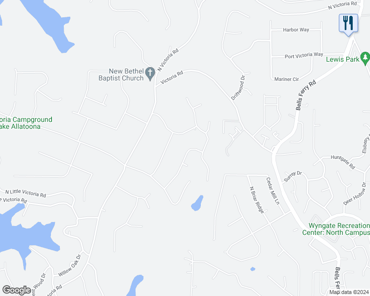 map of restaurants, bars, coffee shops, grocery stores, and more near 1313 Bass Drive in Woodstock