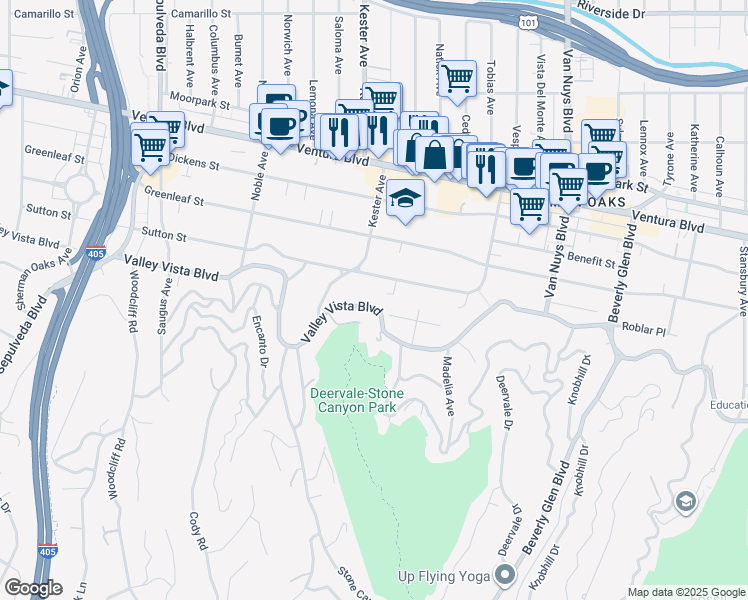 map of restaurants, bars, coffee shops, grocery stores, and more near 4241 Willis Avenue in Los Angeles