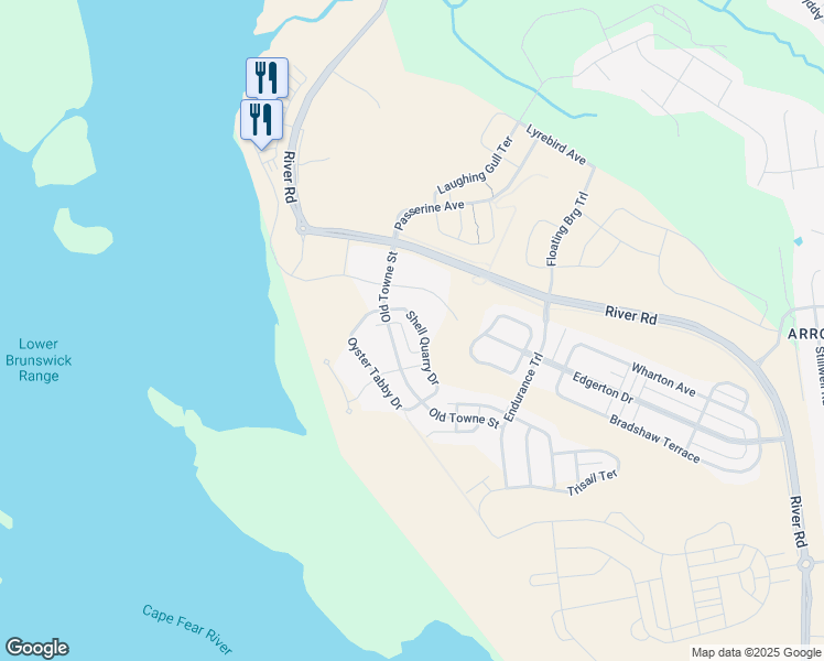 map of restaurants, bars, coffee shops, grocery stores, and more near 3540 Shell Quarry Drive in Wilmington