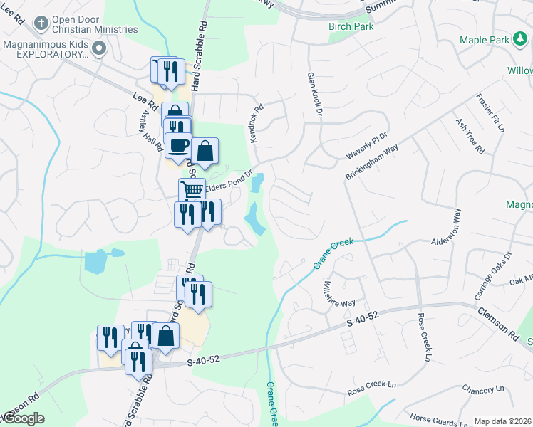 map of restaurants, bars, coffee shops, grocery stores, and more near 214 Elders Pond Circle in Columbia