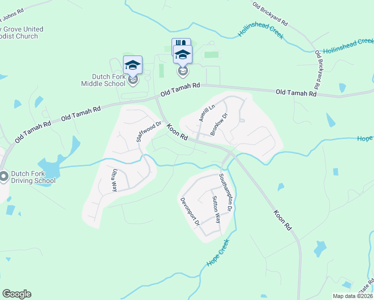 map of restaurants, bars, coffee shops, grocery stores, and more near 1305 Koon Road in Irmo