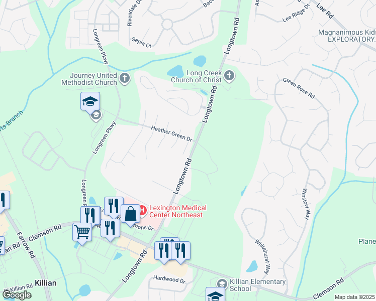 map of restaurants, bars, coffee shops, grocery stores, and more near 13 Coral Court in Columbia