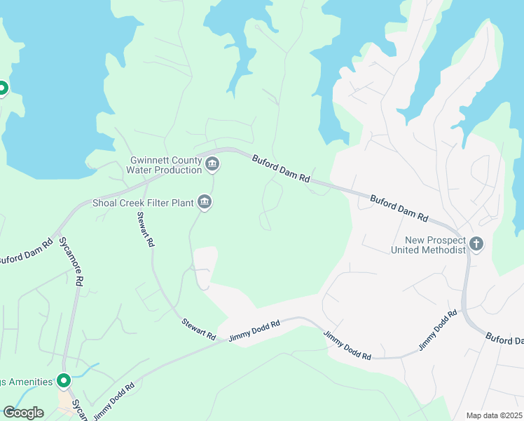map of restaurants, bars, coffee shops, grocery stores, and more near 6210 Misty Hill Lane in Buford