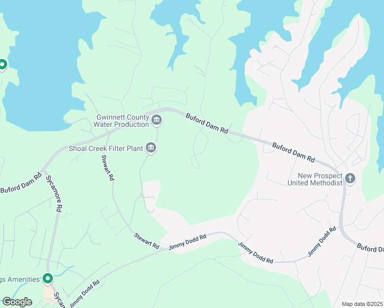 map of restaurants, bars, coffee shops, grocery stores, and more near 6100 Misty Hill Lane in Buford