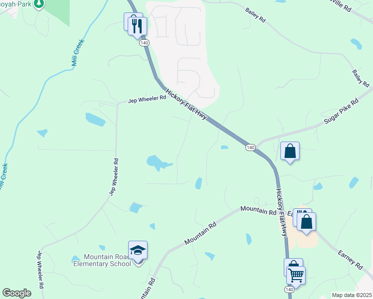 map of restaurants, bars, coffee shops, grocery stores, and more near 1713 Dudley Drive in Woodstock