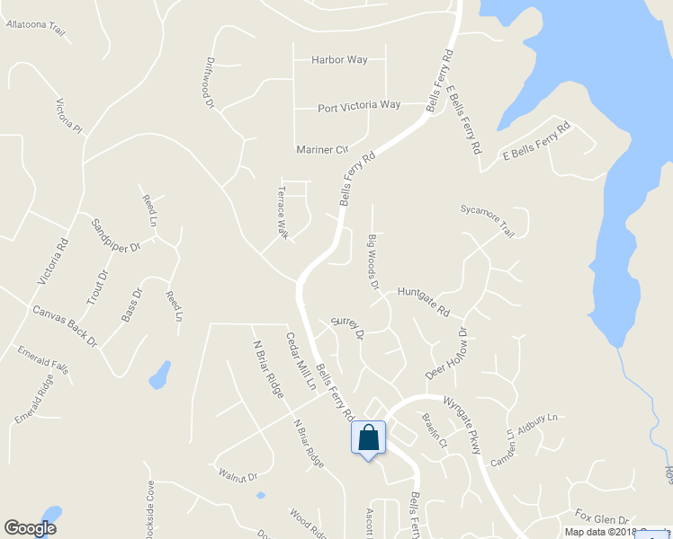map of restaurants, bars, coffee shops, grocery stores, and more near 169 Sunset Lane in Woodstock