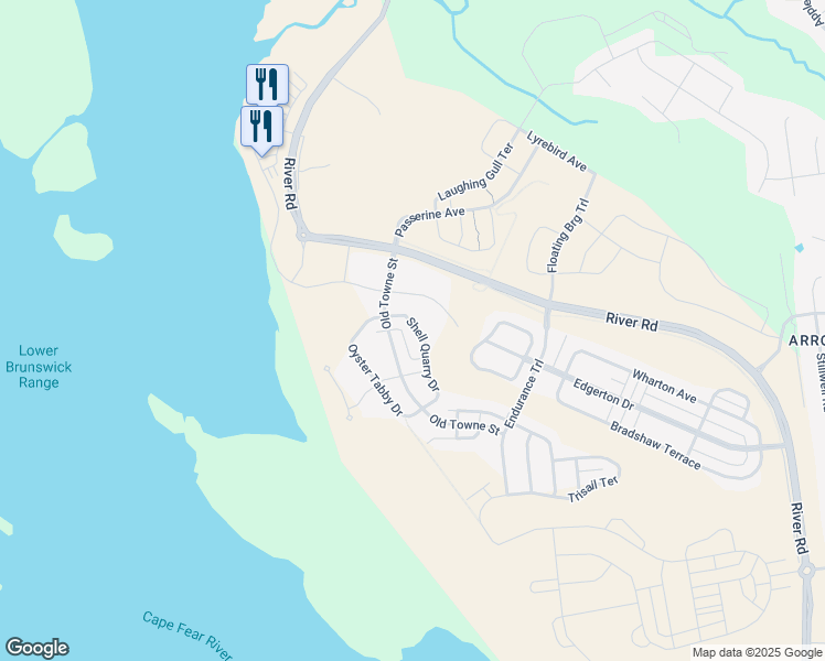 map of restaurants, bars, coffee shops, grocery stores, and more near 3540 Shell Quarry Drive in Wilmington