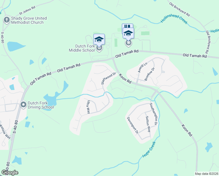 map of restaurants, bars, coffee shops, grocery stores, and more near 203 Staffwood Drive in Irmo