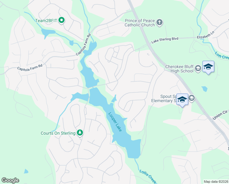 map of restaurants, bars, coffee shops, grocery stores, and more near 6969 Fellowship Lane in Flowery Branch