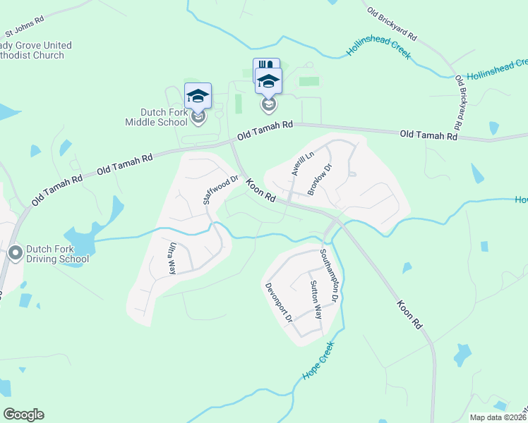 map of restaurants, bars, coffee shops, grocery stores, and more near 1305 Koon Road in Irmo