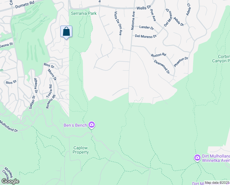 map of restaurants, bars, coffee shops, grocery stores, and more near 20580 Natoma Estates Dr in Woodland Hills