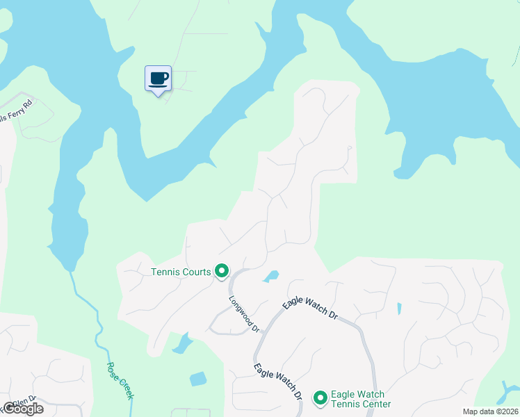 map of restaurants, bars, coffee shops, grocery stores, and more near 1045 Longwood Drive in Woodstock