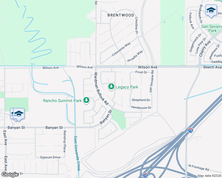 map of restaurants, bars, coffee shops, grocery stores, and more near 5858 Santa Ynez Place in Rancho Cucamonga