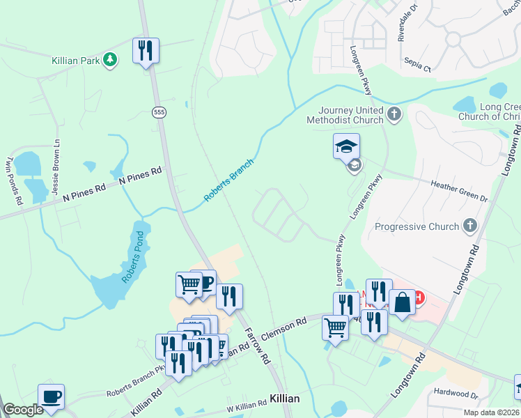 map of restaurants, bars, coffee shops, grocery stores, and more near 324 Esplanade Lane in Columbia