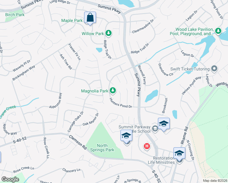 map of restaurants, bars, coffee shops, grocery stores, and more near Morning Way in Columbia