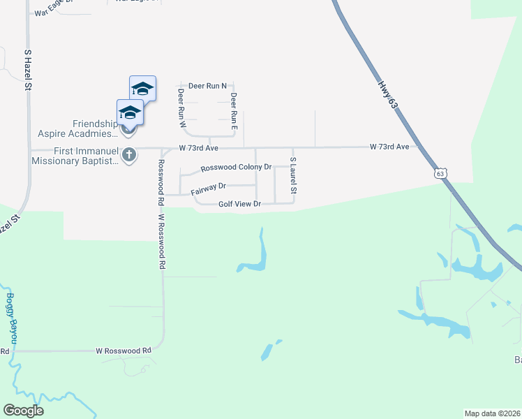 map of restaurants, bars, coffee shops, grocery stores, and more near 704 Golf View Drive in Pine Bluff