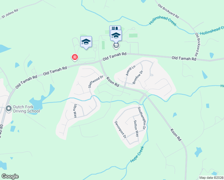 map of restaurants, bars, coffee shops, grocery stores, and more near 1305 Koon Road in Irmo