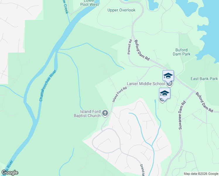 map of restaurants, bars, coffee shops, grocery stores, and more near 941 Island Pointe Way in Buford