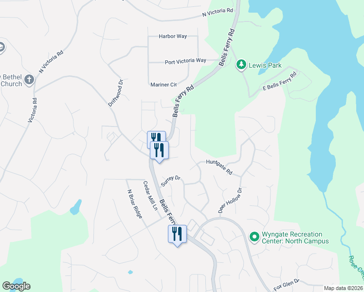 map of restaurants, bars, coffee shops, grocery stores, and more near 153 Sunset Lane in Woodstock