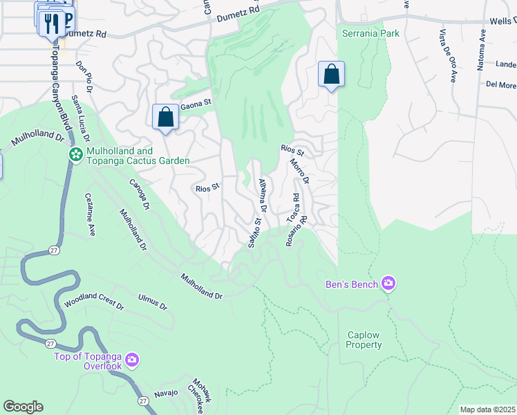 map of restaurants, bars, coffee shops, grocery stores, and more near 4304 Saltillo Street in Los Angeles