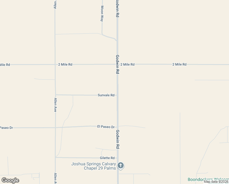 map of restaurants, bars, coffee shops, grocery stores, and more near 79035-79299 Sunvale Road in Twentynine Palms