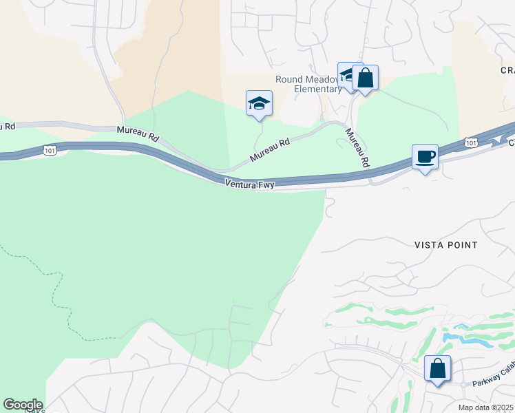 map of restaurants, bars, coffee shops, grocery stores, and more near 25100 Calabasas Road in Calabasas