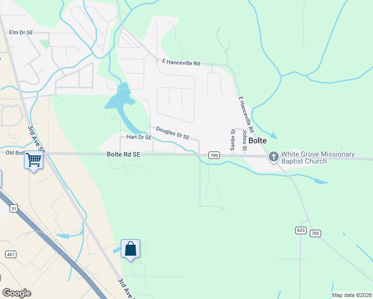 map of restaurants, bars, coffee shops, grocery stores, and more near 1649 Bolte Road Southeast in Cullman